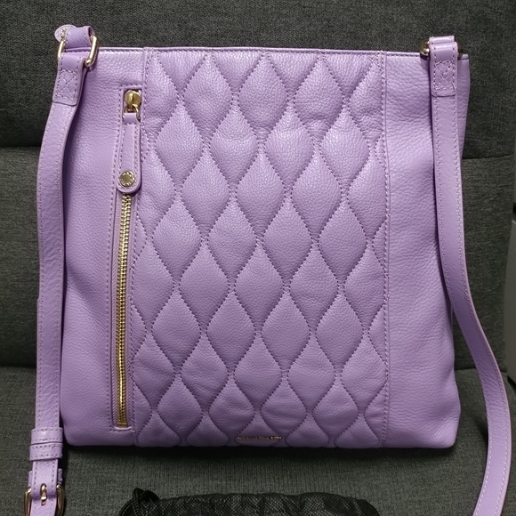 Vera Bradley Genuine Leather Quilted Molly Crossbody Lavender Purple Purse - Picture 4 of 16